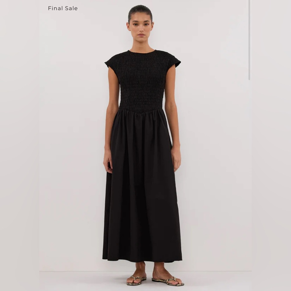 NWT DISSH Roma Cap Sleeve Midi Dress, Black, Size US 4